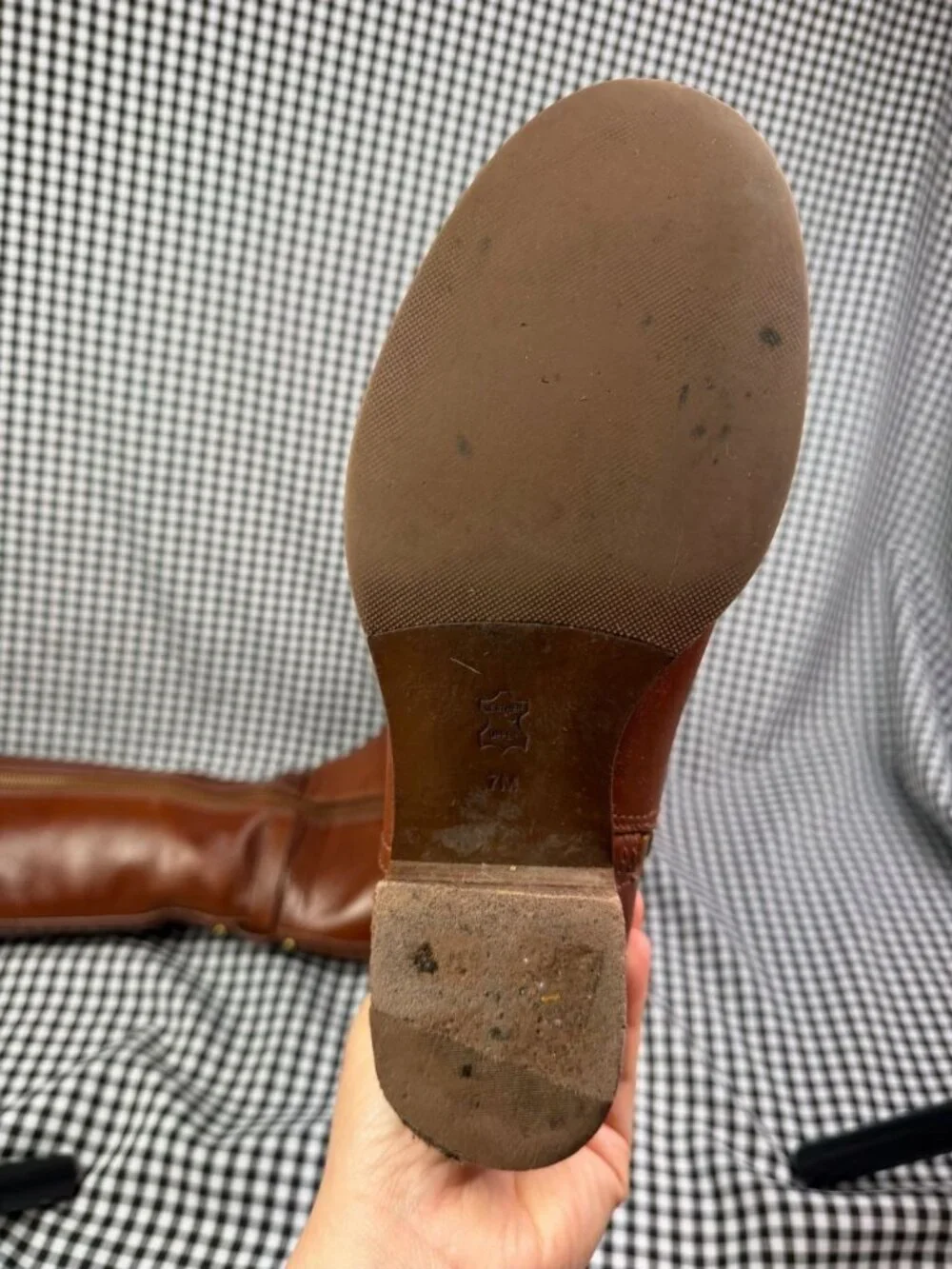 Tory Burch Nadine Brown Leather Riding Boots Womens 7 M Tall Gold Logo